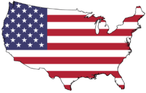 American Flag on Country Outline